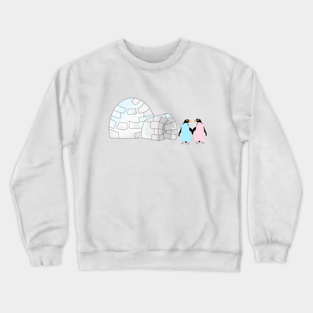 Penguins and Igloo Crewneck Sweatshirt by mailboxdisco